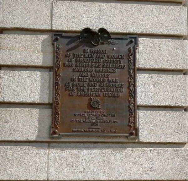 BRADFORD COUNTY WORLD WAR MEMORIAL PLAQUE