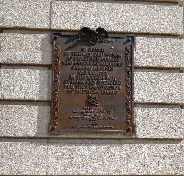 BRADFORD COUNTY WORLD WAR MEMORIAL PLAQUE