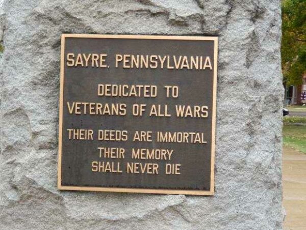 SAYRE & SOUTH WAVERLY WAR MEMORIAL PLAQUE D