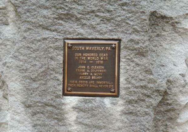 SAYRE & SOUTH WAVERLY WAR MEMORIAL PLAQUE B