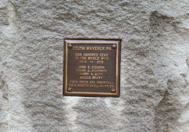 SAYRE & SOUTH WAVERLY WAR MEMORIAL PLAQUE B