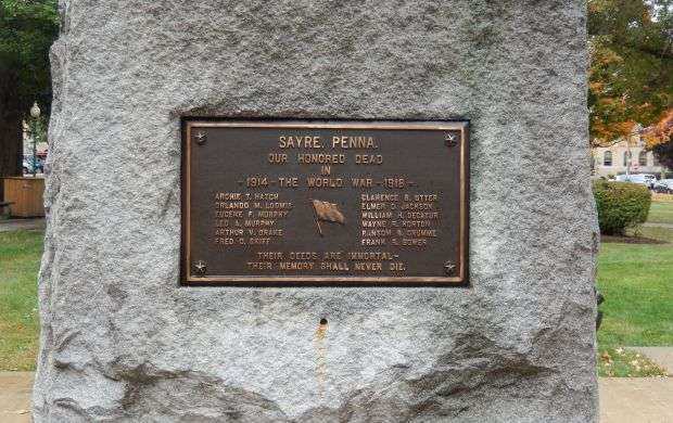 SAYRE & SOUTH WAVERLY WAR MEMORIAL PLAQUE A