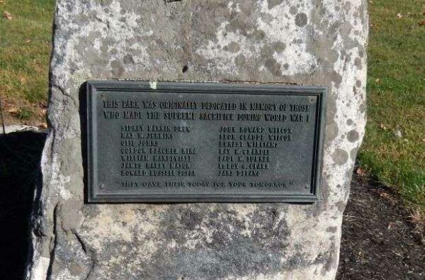CANTON WORLD WAR I VETERANS MEMORIAL PARK PLAQUE