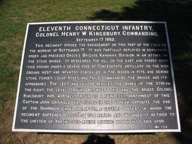 ELEVENTH CONNECTICUT INFANTRY WAR MEMORIAL PLAQUE