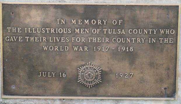 TULSA COUNTY WORLD WAR MEMORIAL PLAQUE A