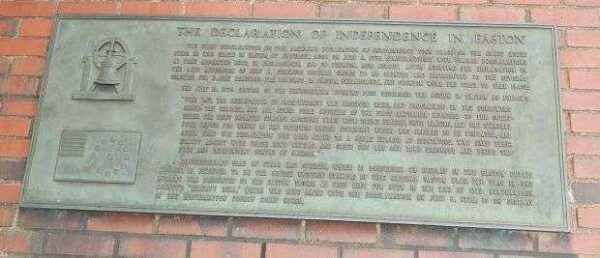 THE DECLARATION OF INDEPENDENCE IN EASTON MEMORIAL PLAQUE