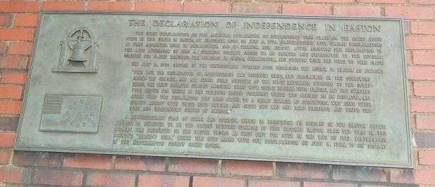 THE DECLARATION OF INDEPENDENCE IN EASTON MEMORIAL PLAQUE