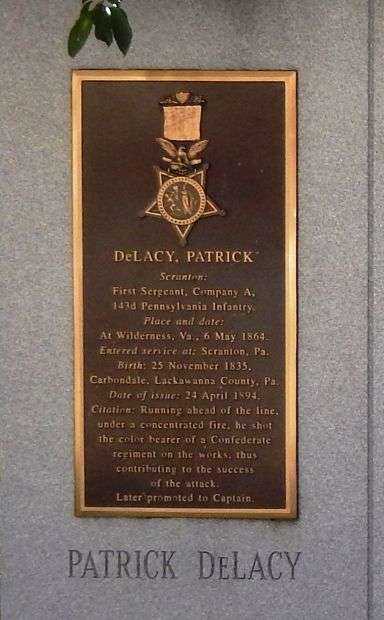 PATRICK DELACY MEDAL OF HONOR MEMORIAL PLAQUE