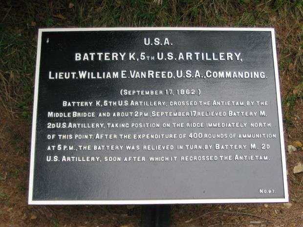 BATTERY K, 5TH U.S. ARTILLERY WAR MEMORIAL PLAQUE