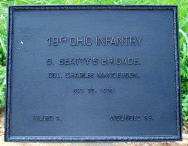 19TH OHIO INFANTRY S. BEATTY’S BRIGADE MEMORIAL PLAQUE