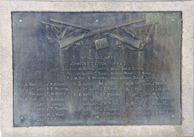 19TH ILLINOIS INFANTRY MEMORIAL PLAQUE B