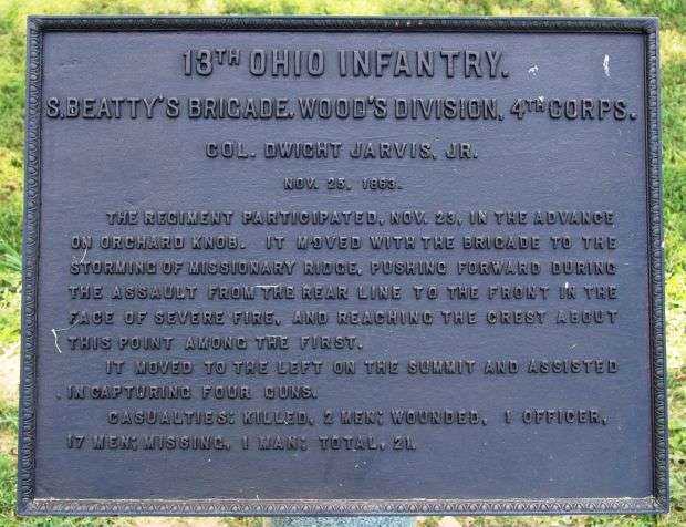 13TH OHIO INFANTRY S. BEATTY’S BRIGADE MEMORIAL PLAQUE