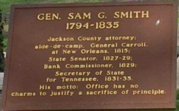GEN. SAM G. SMITH MEMORIAL PLAQUE