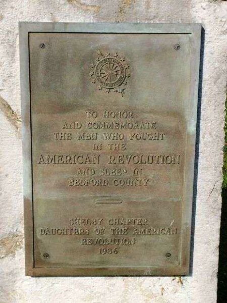 BEDFORD COUNTY REVOLUTIONARY WAR VETERANS MEMORIAL PLAQUE