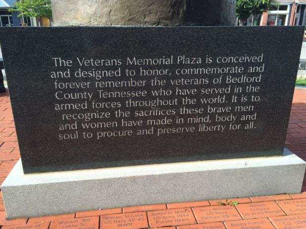 BEDFORD COUNTY TENNESSEE VETERANS MEMORIAL PLAZA PLAQUE