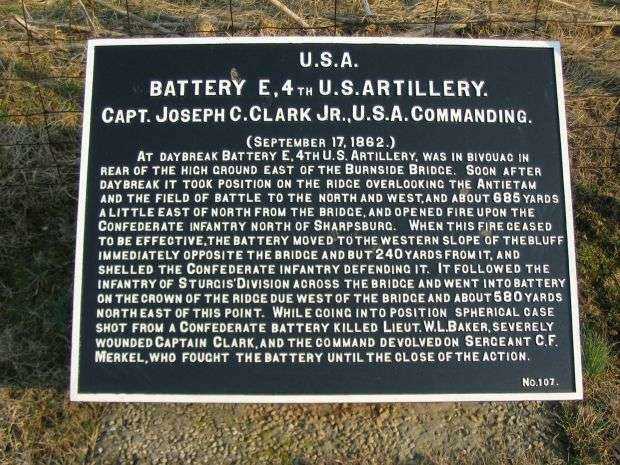 BATTERY E, 4TH U.S. ARTILLERY WAR MEMORIAL PLAQUE
