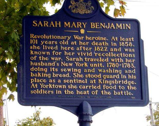 SATRAH MARY BENJAMIN REVOLUTIONARY WAR MEMORIAL MARKER