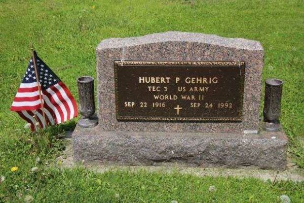 HUBERT P GEHRIG MEMORIAL CEMETERY STONE