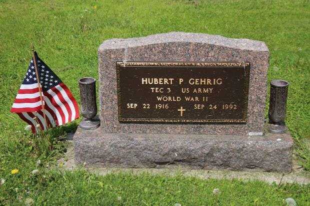 HUBERT P GEHRIG MEMORIAL CEMETERY STONE