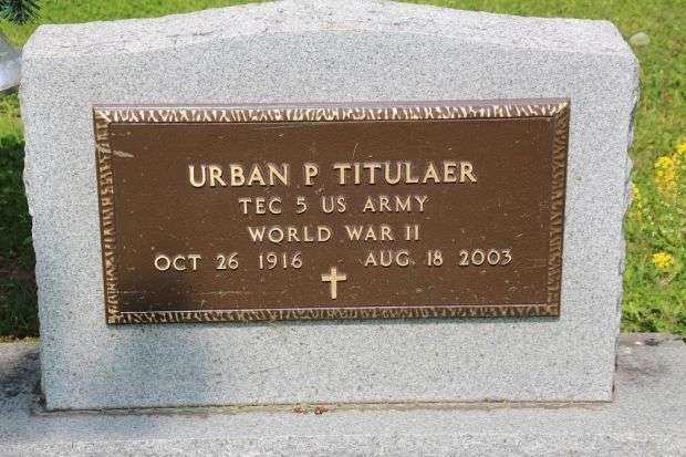 URBAN P TITULAER MEMORIAL CEMETERY STONE