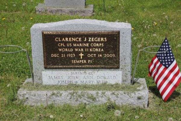 CLARENCE J ZEGERS MEMORIAL CEMETERY STONE