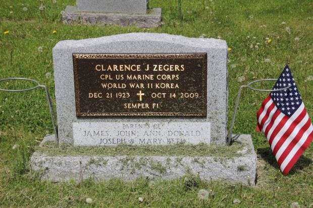 CLARENCE J ZEGERS MEMORIAL CEMETERY STONE