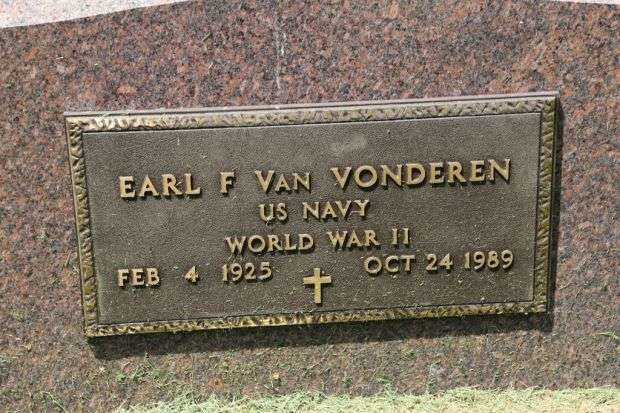 EARL F VAN VONDERER MEMORIAL CEMETERY STONE
