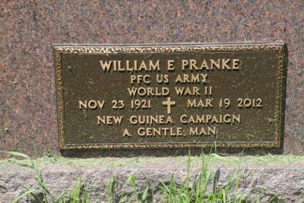 WILLIAM E PRANKE MEMORIAL CEMETERY STONE