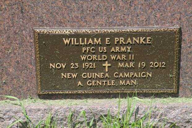 WILLIAM E PRANKE MEMORIAL CEMETERY STONE
