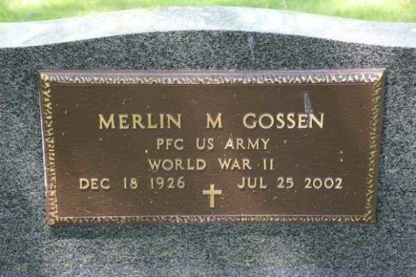 MERLIN M GOSSEN MEMORIAL CEMETERY STONE