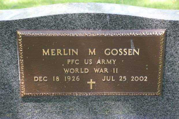 MERLIN M GOSSEN MEMORIAL CEMETERY STONE