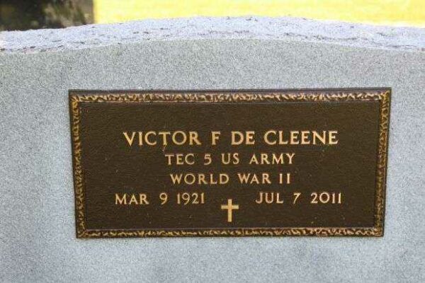 VICTOR F DE CLEENE MEMORIAL CEMETERY STONE