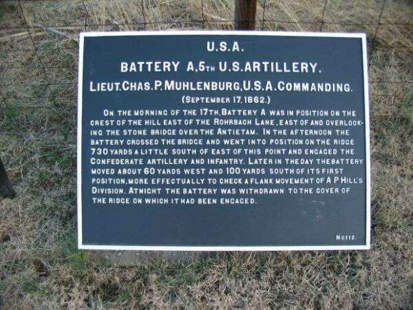 BATTERY A, 5TH U.S. ARTILLERY WAR MEMORIAL PLAQUE