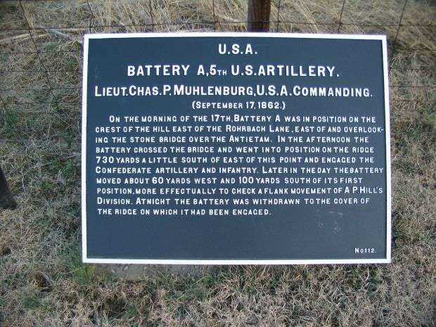 BATTERY A, 5TH U.S. ARTILLERY WAR MEMORIAL PLAQUE