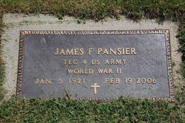 JAMES F PANSIER MEMORIAL CEMETERY STONE