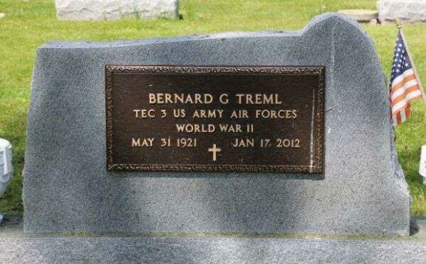 BERNARD G TREML MEMORIAL CEMETERY STONE