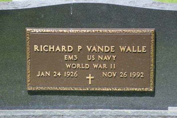 RICHARD P VANDE WALLE MEMORIAL CEMETERY STONE