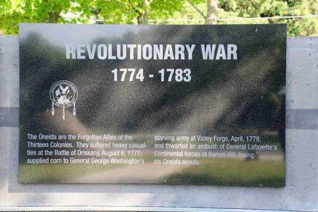 ONEIDA VETERANS MEMORIAL REVOLUTIONARY WAR PLAQUE