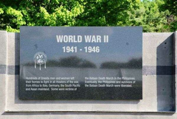 ONEIDA VETERANS MEMORIAL WORLD WAR II PLAQUE