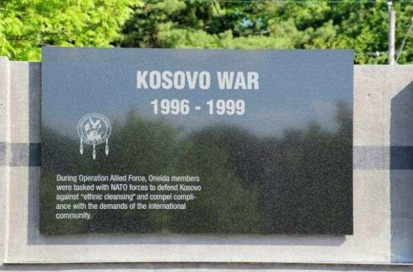 ONEIDA VETERANS MEMORIAL KOSOVO WAR PLAQUE
