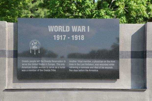 ONEIDA VETERANS MEMORIAL WORLD WAR I PLAQUE