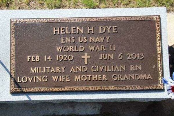 HELEN H DYE MEMORIAL CEMETERY STONE