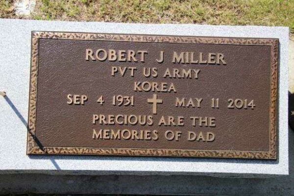 ROBERT J MILLER MEMORIAL CEMETERY STONE