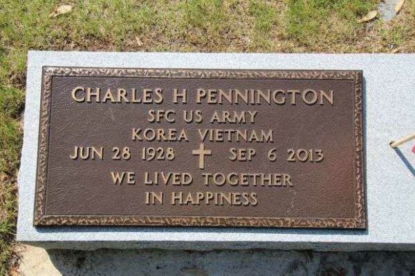 CHARLES H PENNINGTON MEMORIAL CEMETERY STONE