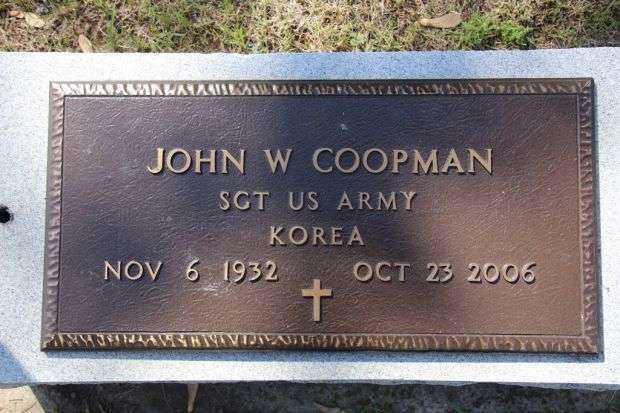 JOHN W COOPMAN MEMORIAL CEMETERY STONE