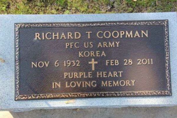 RICHARD T COOPMAN MEMORIAL CEMETERY STONE