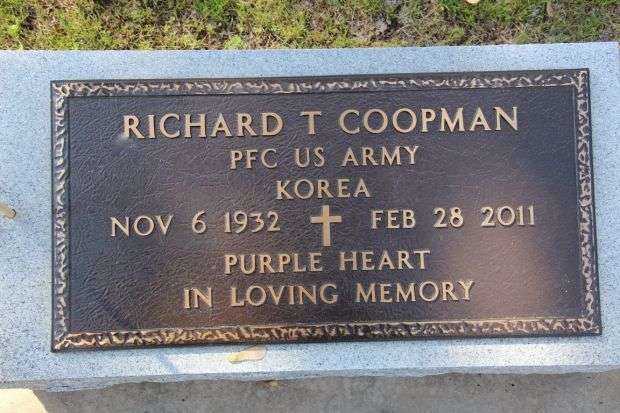 RICHARD T COOPMAN MEMORIAL CEMETERY STONE