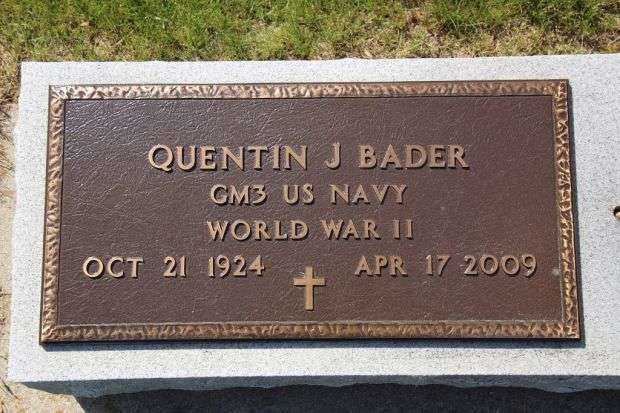 QUENTIN J BADER MEMORIAL CEMETERY STONE