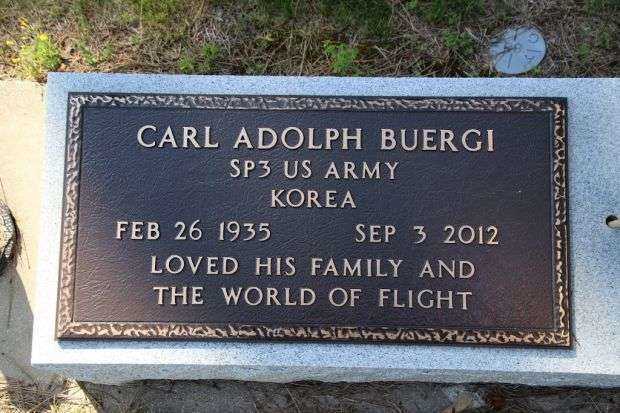 CARL ADOLPH BUERGI MEMORIAL CEMETERY STONE