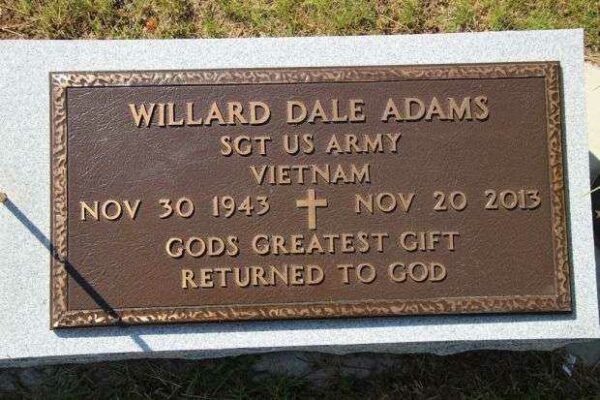 WILLARD DALE ADAMS MEMORIAL CEMETERY STONE